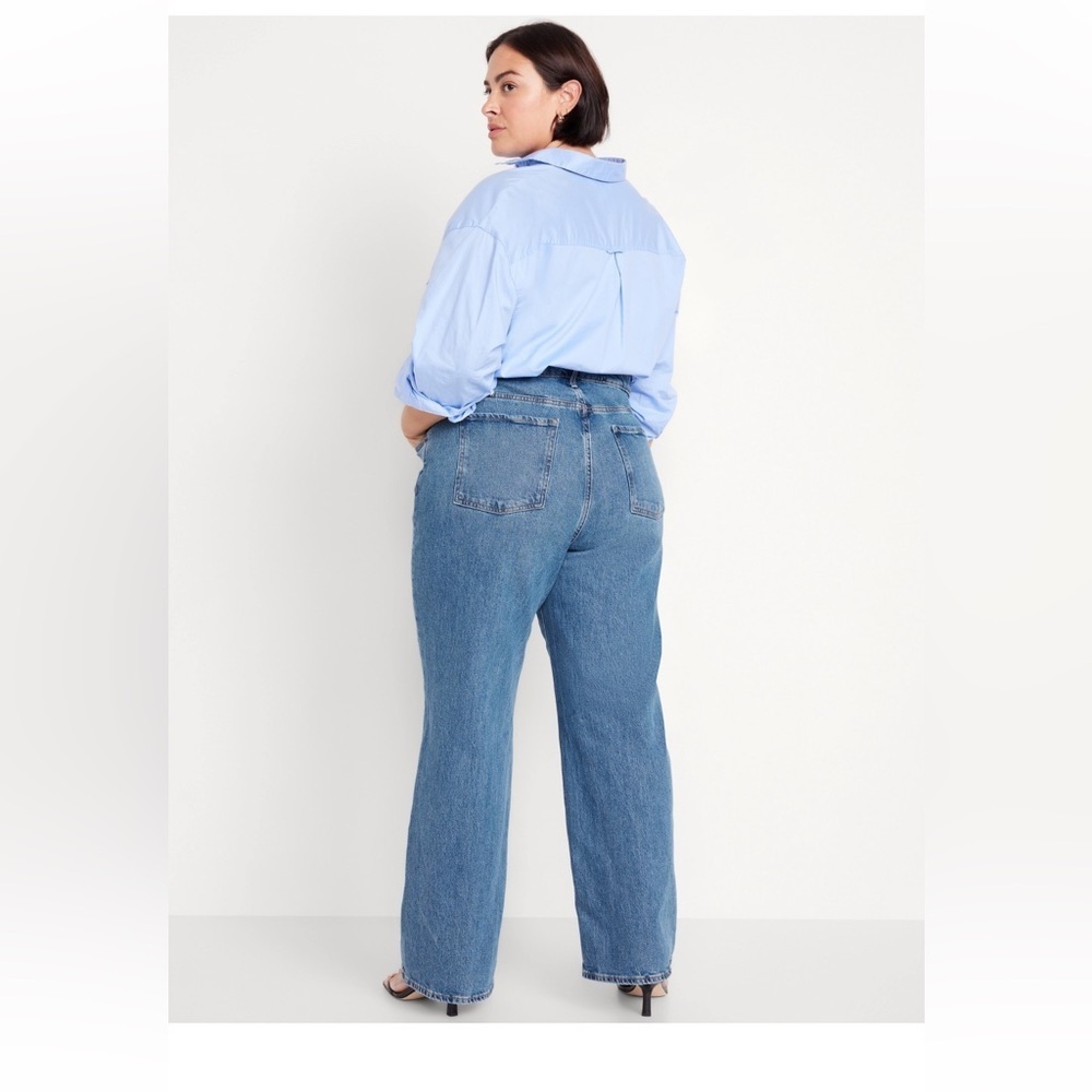 NWT Old Navy Extra High Waisted Wide Leg Jeans Sz 16 Tall, Medium Wash - Picture 6 of 11